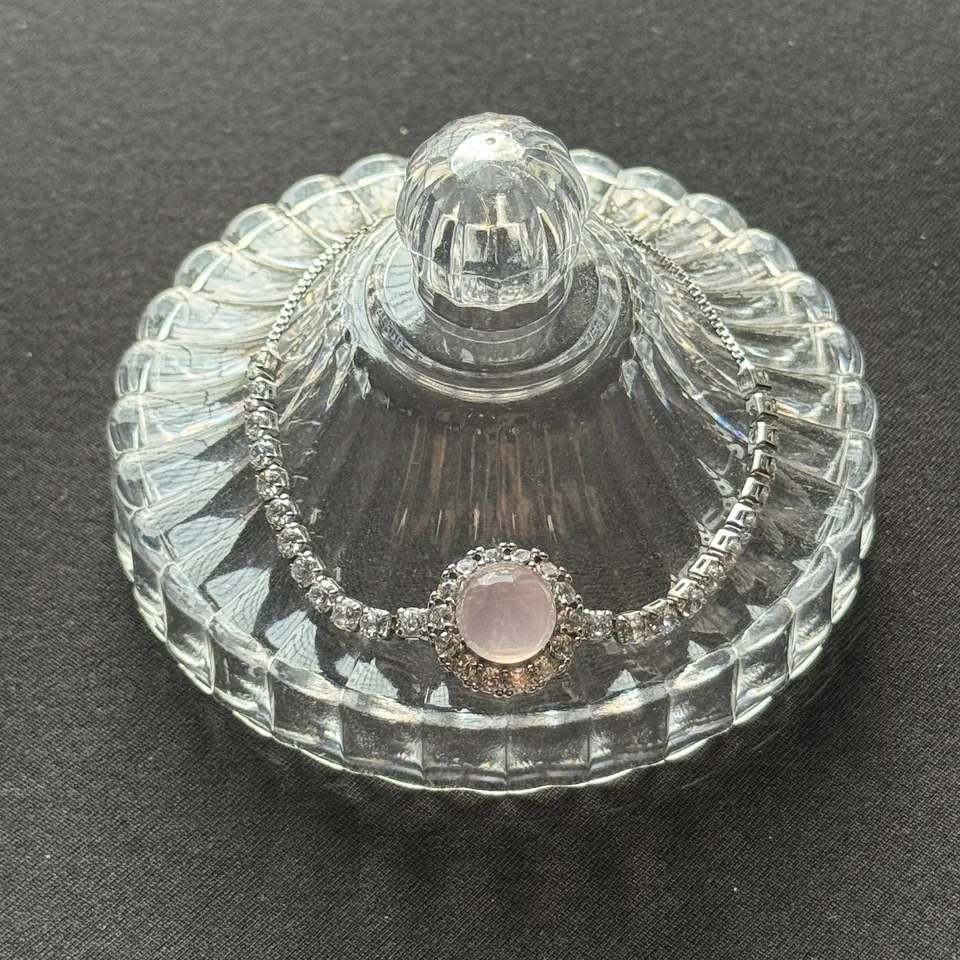 Rose Quartz Full-Pavé Adjustable Bracelet